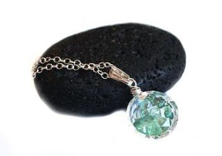 emerald and quartz pendant necklace in silver by prisha jewels