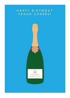 'worship champagne' personalised card by loveday designs