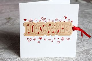 'with love' wooden bookmark card by white mink