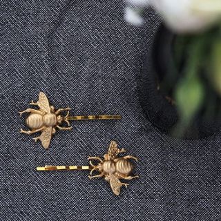 gold bumblebee hair slides by little nell