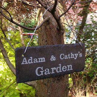 personalised engraved slate garden sign by winning works