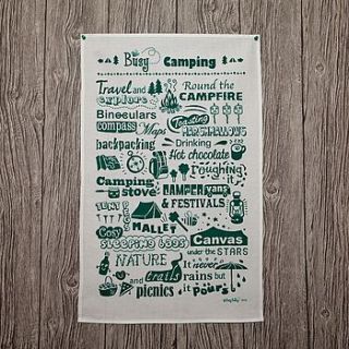 'busy camping' tea towel by busy being