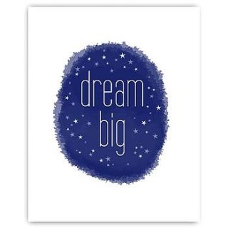 'dream big' nursery print navy or grey by littlenestbox