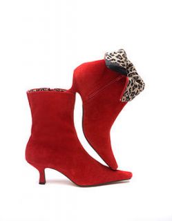 red suede ankle boots by mandarina shoes