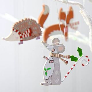woodland creature wooden hanging decoration by lisa angel homeware and gifts