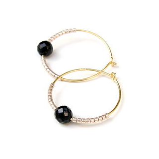 faceted onyx and petite bead hoops by myhartbeading