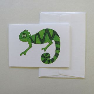 clever chameleon greeting card by kethi copeland