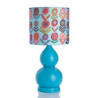 goa lamp bright blue, blue cut flowers shade by the wooden lamp company