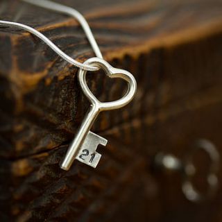 personalised 21st silver key necklace by sarah lawrence jewellery