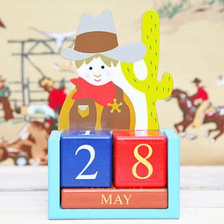 cowboy child's block desk calendar by red berry apple