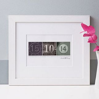 personalised date art print by letterfest
