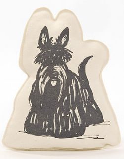 scottie dog shaped screen printed cushion by quietly eccentric