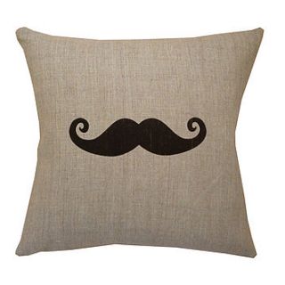 gentlemans moustache beige linen cushion by acacia design