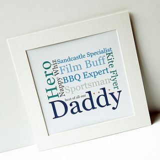 my dad/daddy typographic personalised print by spotty n stripy