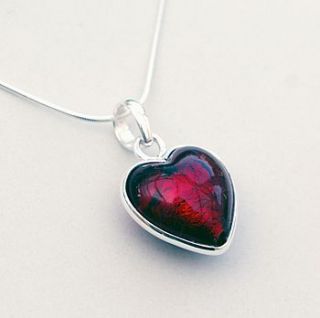 murano glass heart christmas red pendant by claudette worters