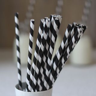 set of 30 black and white stripy paper straws by the wedding of my dreams
