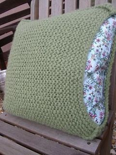 35% off moss green hand knitted cushion by shingle mile