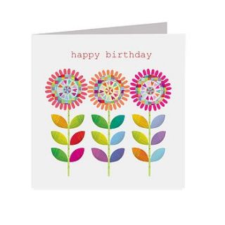 sparkly flower birthday card by square card co