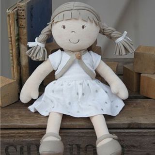 organic rag doll in gift box by the chic country home
