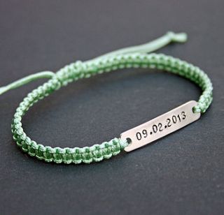 personalised silver macramé date bracelet by oh someday jewellery