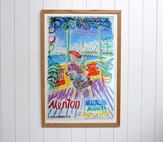 original menton cote d'azur travel poster by the poster collective