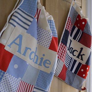 personalised boy's patchwork drawstring bag by acorn attic