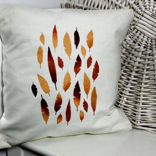 handmade golden feathers cushion by yeyah
