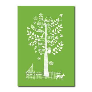 personalised family tree art print with names by ant design gifts