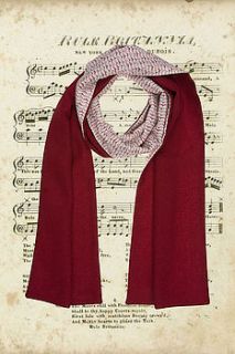 british tweed scarf in cherry red by the rose