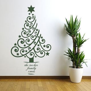 personalised xmas tree wall sticker by spin collective