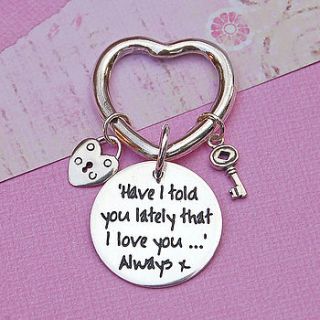 handmade personalised silver heart key ring by indivijewels