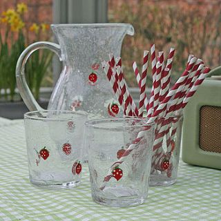 glass pitcher with strawberry design by ella james