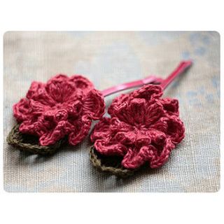 linen crochet hair clips (pair) by ageeta