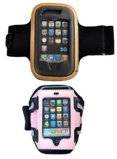 Two Sports Gym Fitness Workout iPod Touch Armband Holder Cases   His & Hers Black/Tan & Pink   Players & Accessories
