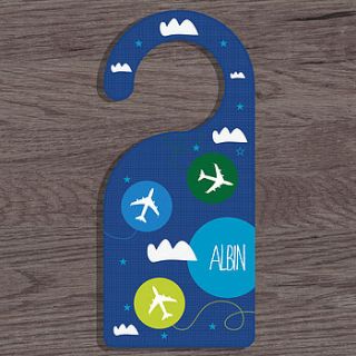 personalised 'plane' door hanger by a piece of ltd