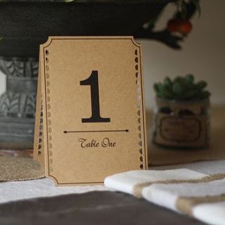 set of 12 brown card table numbers by the wedding of my dreams