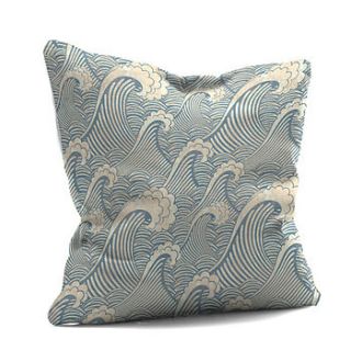 blue wave cushion by karen miller @ devon driftwood designs