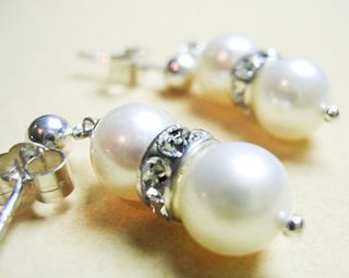 pearl and crystal stud earrings by sarah kavanagh jewellery