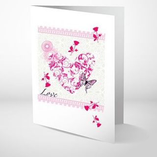 love heart valentines card by 2by2 creative