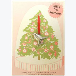 silver plated robin christmas tree decoration by vivi celebrations