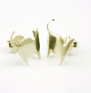 silver cat earrings by frillybylily