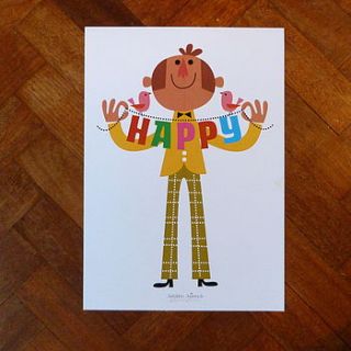 'happy' bunting print by sean sims illustration