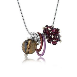 silver & smoky quartz berries pendant by alison macleod