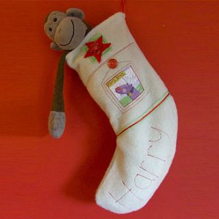 personalised reindeer stocking by maxine pharoah