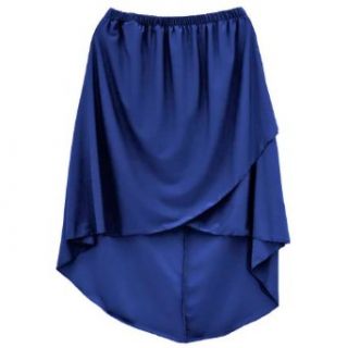 Luxury Divas Royal Blue Hi Low Hemline Casual Elastic Waist Wrap Skirt