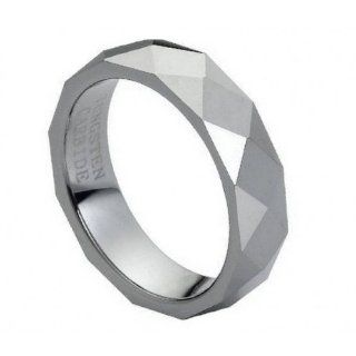 Tungsten Carbide Faceted High Polish 5.5mm Wedding Band Ring, 5 Size women Jewelry