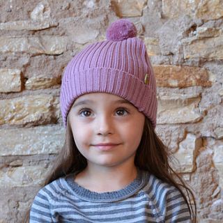 organic merino wool pompom hat by lana bambini