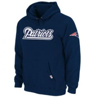 NFL New England Patriots Classic Heavyweight Hood II Adult Long Sleeved Hooded Fleece Pullover, Athletic Navy, Small  Sports Fan Sweatshirts  Clothing