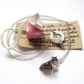 a slice of cake charm necklace by little pearl button