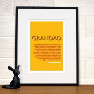 personalised grandad's favourite things print by wordplay design